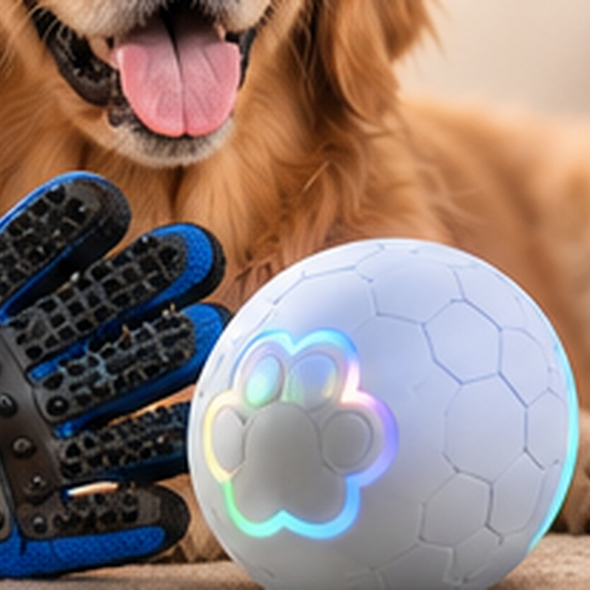 Smart pet ball and grooming glove bundle